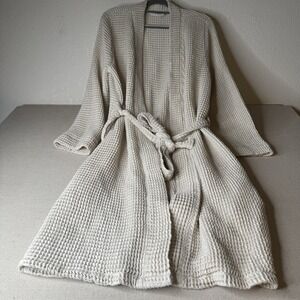 Parachute Waffle Robe Tan Size M 100% Turkish Cotton Knit Pockets Unisex